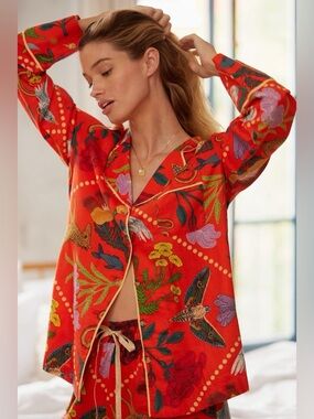 NWT Rosa de Weerd for Anthropologie Flannel Sleep Top